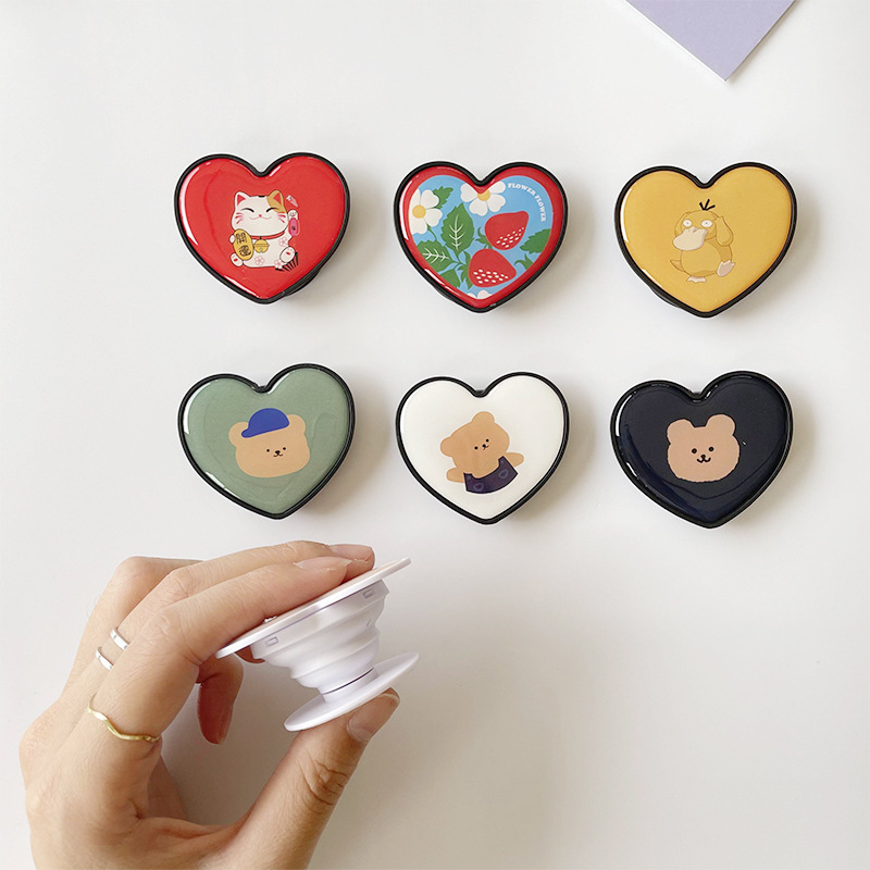 To map custom cartoon strawberry bear glue lazy telescopic desktop mobile phone airbag bracket custom gift LOGO - 3