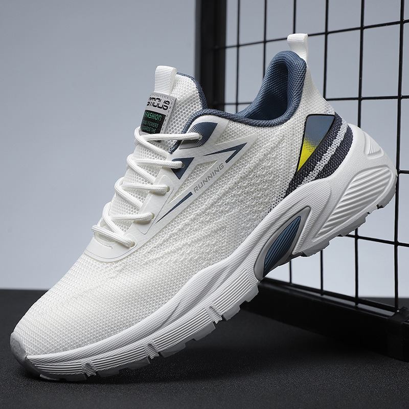 Summer New Flying Woven Mesh Shoes Men's Breathable Lightweight Thin All-match Fashionable Thick-soled Sports Casual Running Shoes for Men