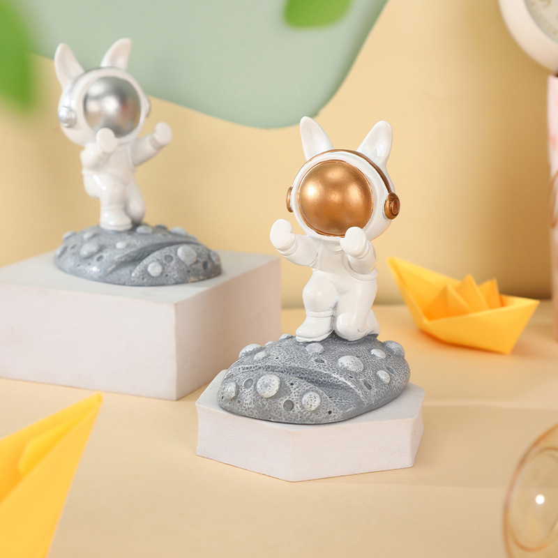 Creative Space Rabbit Mobile Phone Bracket Astronaut Small Ornaments Resin Light Luxury Children's Room Gift for Male and Female Friends - 1