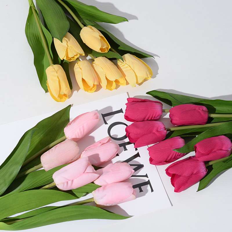 Feel moisturizing tulip simulation bouquet high sense photography ornaments home decoration artificial flowers manufacturers wholesale - 1