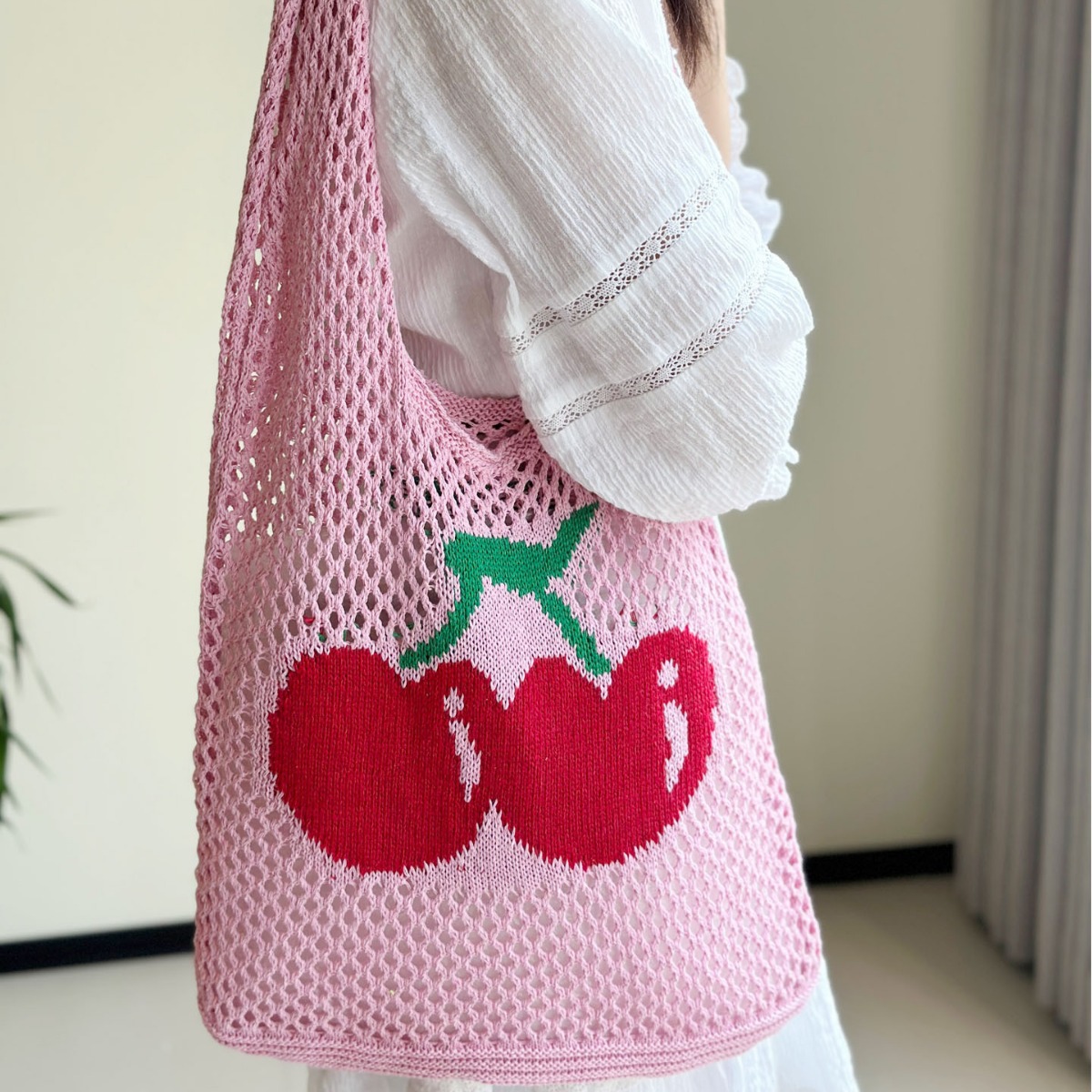 New Hollow Knitted Bag Beach Bag Fashionable All-match Shoulder Bag Simple Large Capacity Tote Bag Small Fresh Cross-border - 2