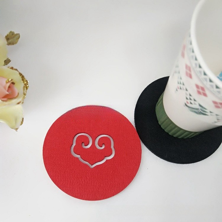Creative Cloud Felt Coaster Round Insulation Absorbent Felt Dining Mat Cushioning Non-slip Dining Mat Printable Logo - 1