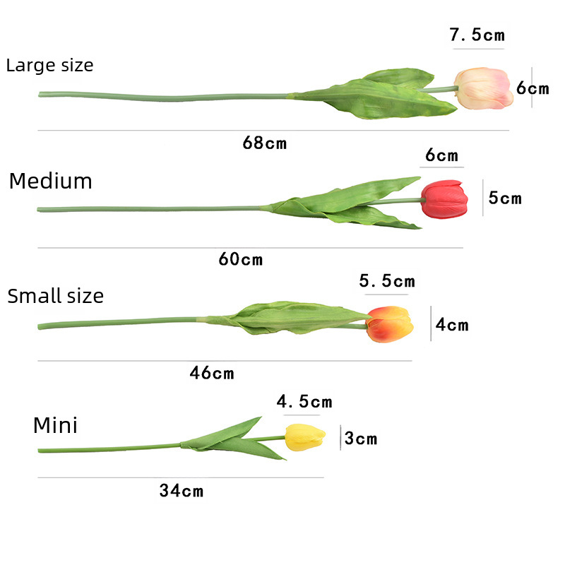 Mini PU plastic tulip artificial flower fake flower cross-border foreign trade silk flower wedding home decoration flower factory wholesale - 3
