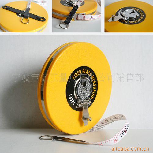 PVC玻璃纤维圆盘皮卷尺 手摇式塑料卷尺 可定制色彩工程测量卷尺