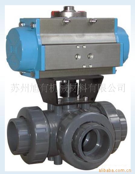 供应UPVC气动三通球阀PP/CPVC