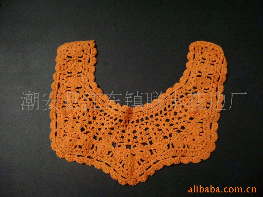 供应全棉手钩花边领花/手摇花边/中国结三合盘花边