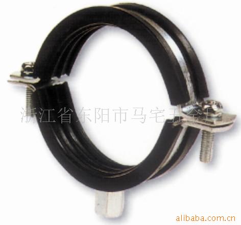 供应抱箍重型M8+10带胶（质保）管夹铁制蓝白锌