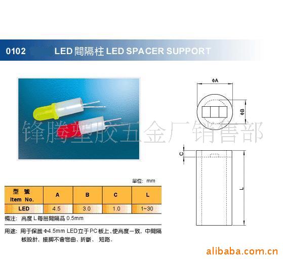 供应φ4*8LED灯座，隔离柱,尼龙双孔座(图)