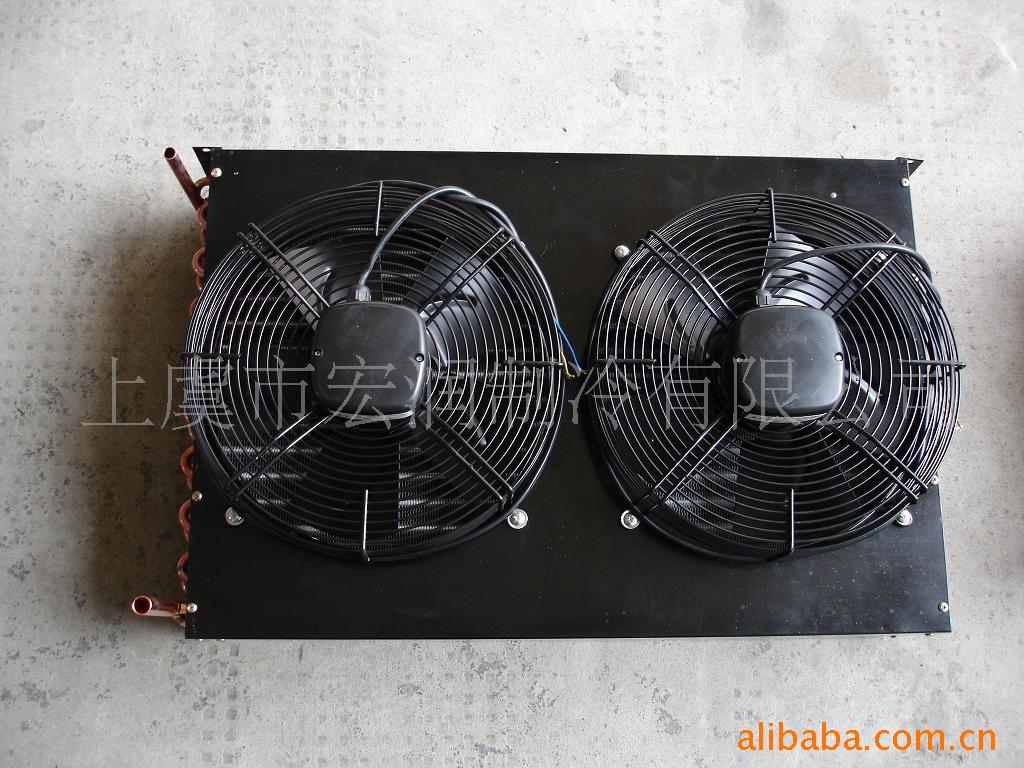 厂家供应 翅片式风冷冷凝器铜管换热器带风机冷库散热器定做