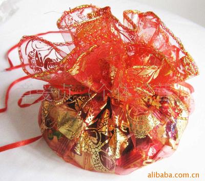 Manufactor wholesale supply 26cm Gilding A harmonious union lasting a hundred years Candy bags Gift organza bag Round organza bag