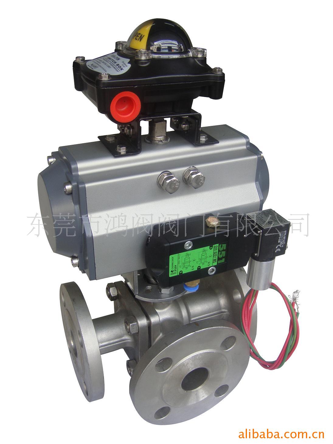 气动三通L型T型法兰不锈钢球阀