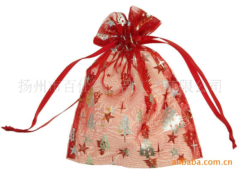 【厂家直销】珍珠纱烫金印银撒葱粉雪纱礼品袋