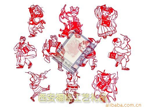 Folk arts and crafts Northern Shaanxi paper-cut technology gift Wholesale paper cutting manual paper-cut suit Drum a doll