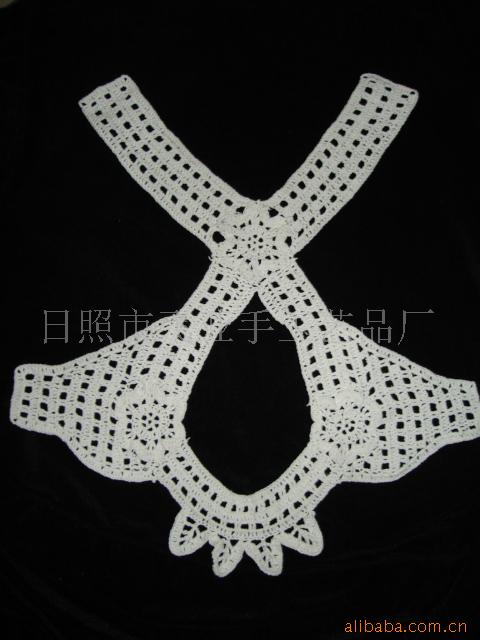 供应手钩衣领。手勾花边领花。手工钩编花款式新品种全