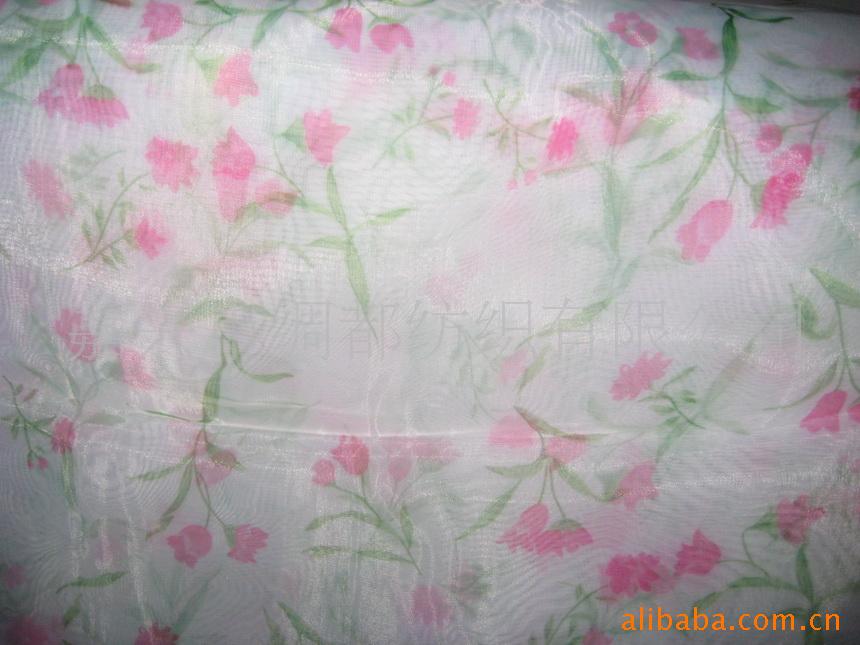 印花珍珠纱 印花欧根纱 转移印花加工印花纱各种布料印花