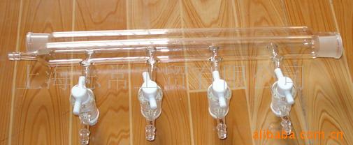 双排气体分配器四氟节门玻璃仪器实验 玻璃仪器双排气体分配器