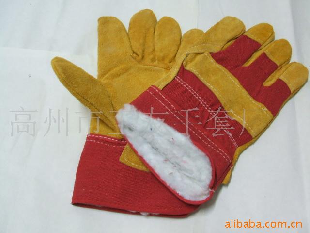 重工搬运 供应电焊手套绒里保暖 牛皮手套