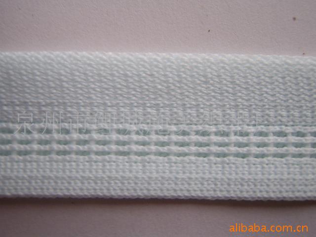 福建织带厂家直销单开门网眼带、涤棉织带、经编渔丝带