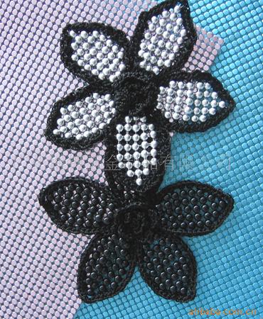 鞋花铝网片手勾花瓣鞋花钻网勾线花辅料布贴流苏织带花边