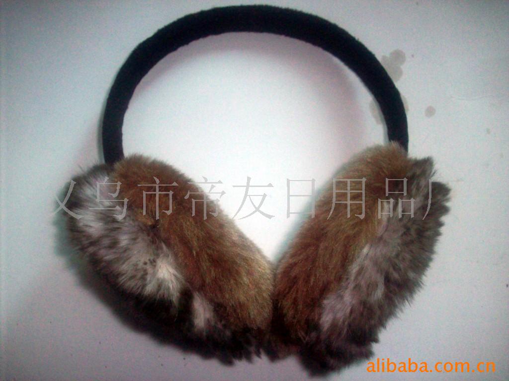 厂家供应各种兔毛耳套、狐狸毛耳套、皮草护耳套、耳包、耳捂(图)