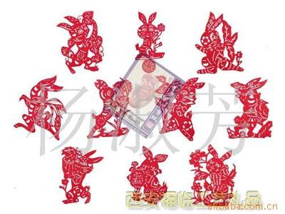 Folk arts and crafts Northern Shaanxi paper-cut paper-cut Craft gift Paper-cut suit Zodiac Rabbit