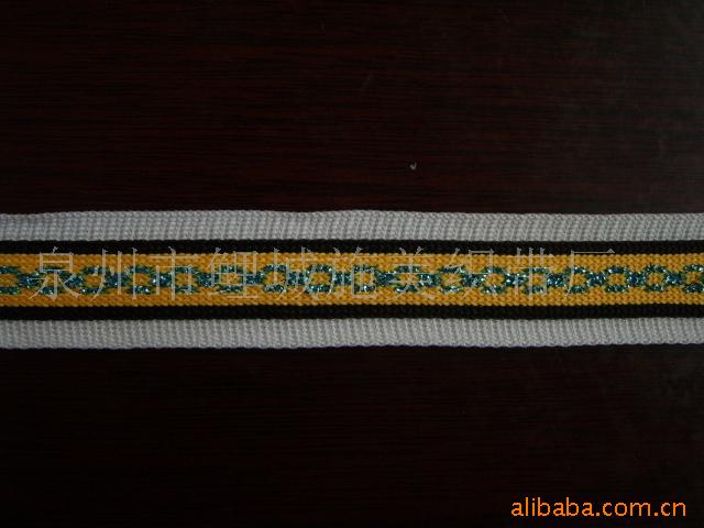 福建织带厂家直销中股提花带、金银丝织带、二股印字带