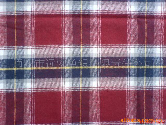 供应色织布 法兰绒面料 拉绒格布 全棉色织格布