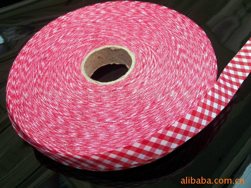 厂家直供红色格子涤纶包边布条服装辅料包边带家具用品包边条