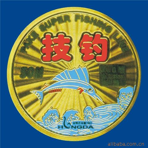 供应浮雕金箔 钩鱼线 标贴标 海钩产品贴标