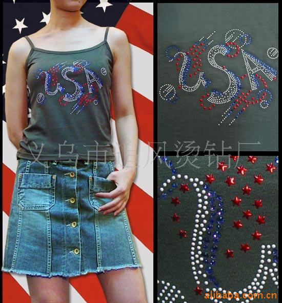 厂家制作 女装烫钻图案 颜色齐全 切面整齐亮度好 环+保过水洗