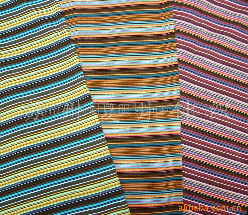 供应金银丝棉氨彩条汗布(图)，精梳棉PIMA棉调线平纹大小循环