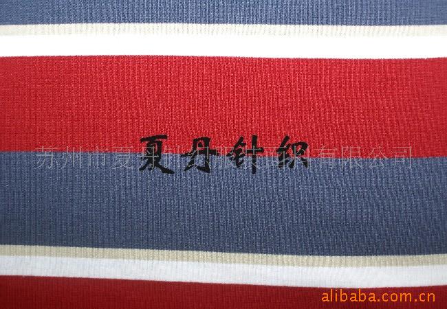 精梳棉调线汗布供应(图)，PIMA棉埃及棉色织彩条平纹大小循环