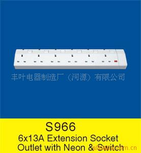 供应6位带独立开关指示灯的排插座