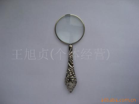 金属手柄放大镜 仿古 仪器，珠宝镜金属 铁圈 手持阅读老年人