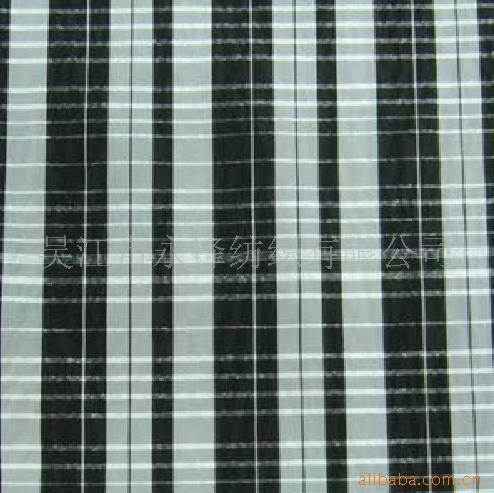 供应色织银丝格子记忆布面料