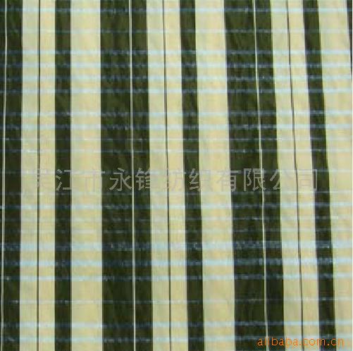 供应色织银丝格子记忆布面料