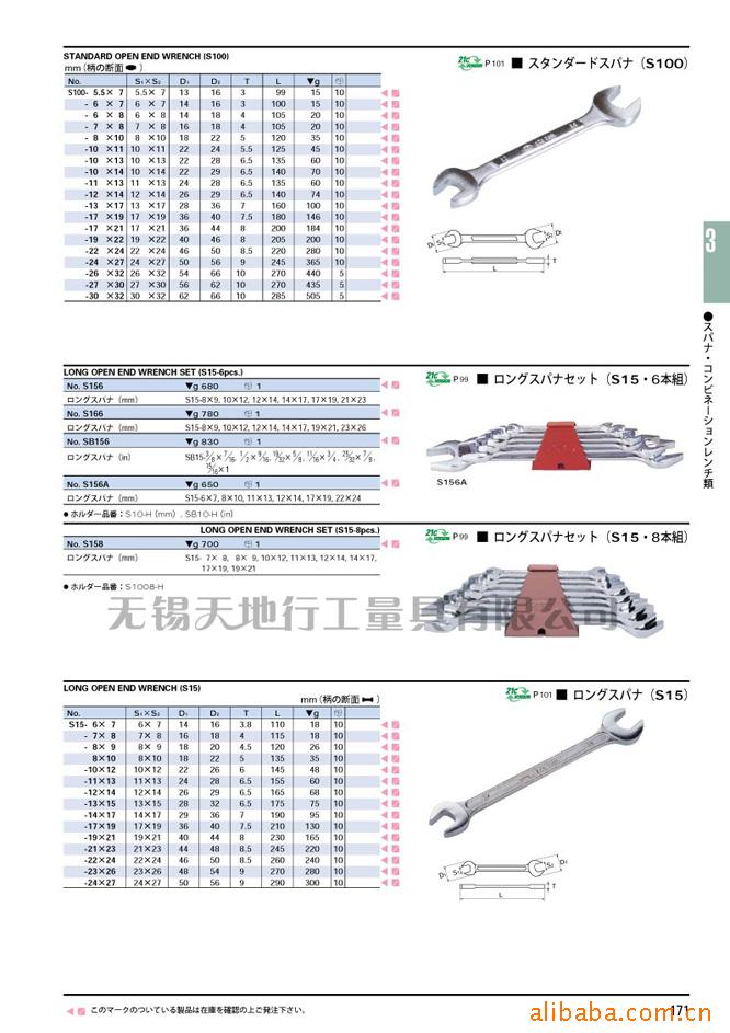 KTC工具_双头呆扳手(图) S100-17X21