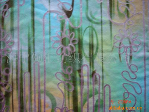 供应涤棉烂花针织面料,烧花针织面料