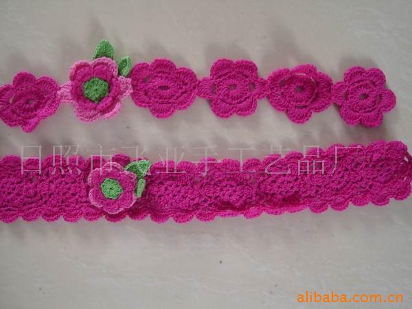 加工定做各种花型编织钩花田园清新勾针花边.棉线花边