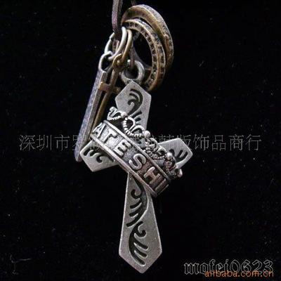 Manufactor supply Korean Edition cowhide Necklace Ring sets cross alloy Necklace man Jewelry sweater chain