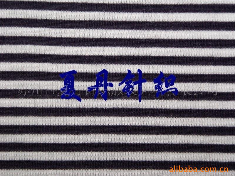 ·R`T`50`50彩条汗布/R赛洛纺氨纶汗布，兰精人棉，涤丝，混纺