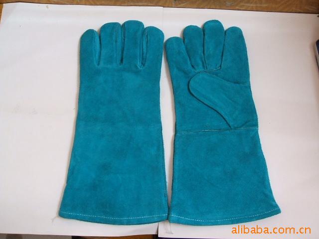 厂家直销绿色牛二层全里全压电焊手套.劳保手套皮制手套牛皮焊工