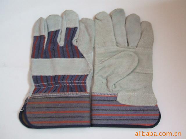 条子本色二层驳掌劳保工作防护电焊手套焊工手套牛皮手套非一次性