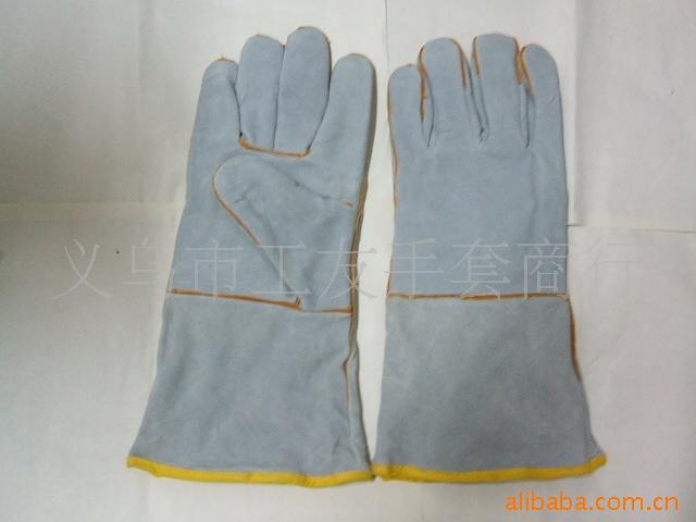 厂家直销牛皮全里压条本色电焊手套劳保手套皮革焊工手套非一次性