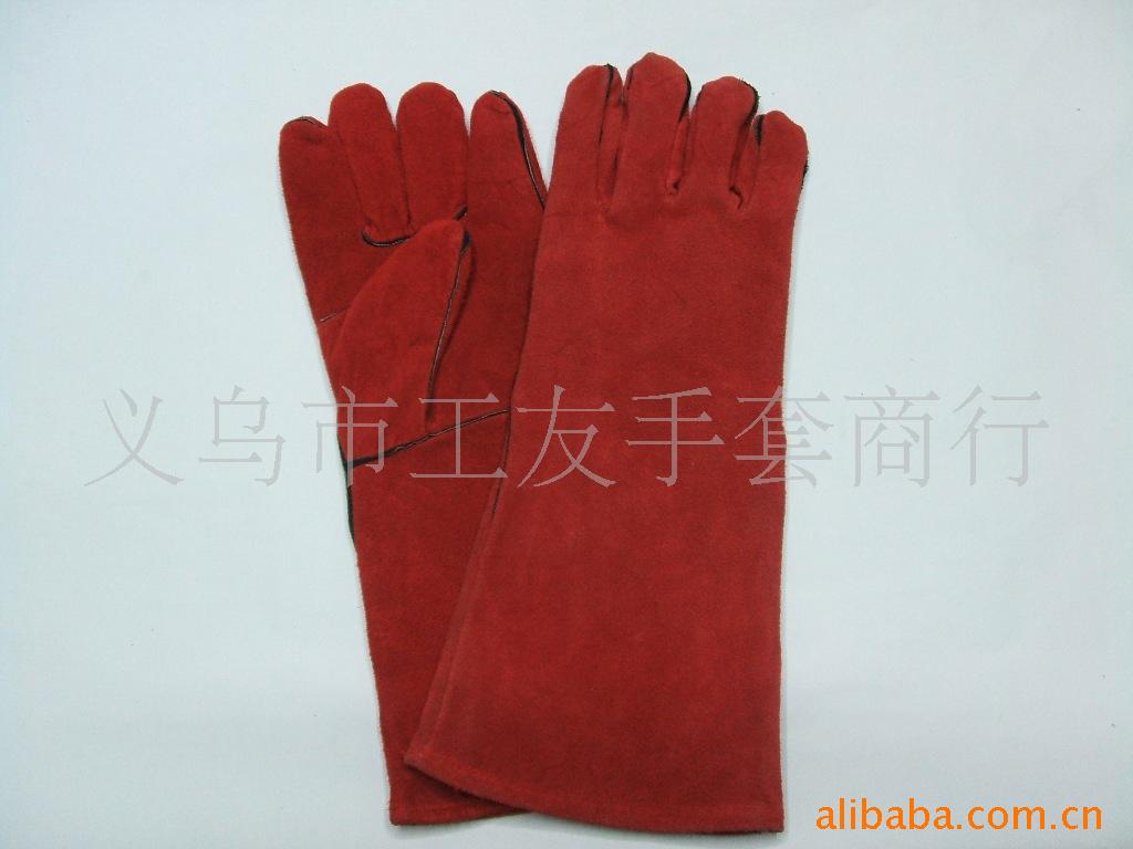 红色牛二层全掌连背全里全压电焊手套.焊工手套非一次性皮手套