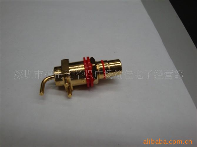 进口台湾产 莲花母座弯脚 纯铜镀金RCA母座 PCB板式AV母座