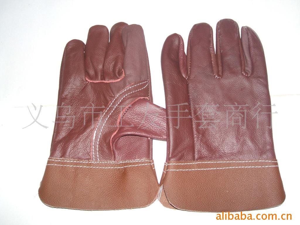 家私头层全皮深色短皮电焊手套劳保套焊接手套焊工手套非一次性