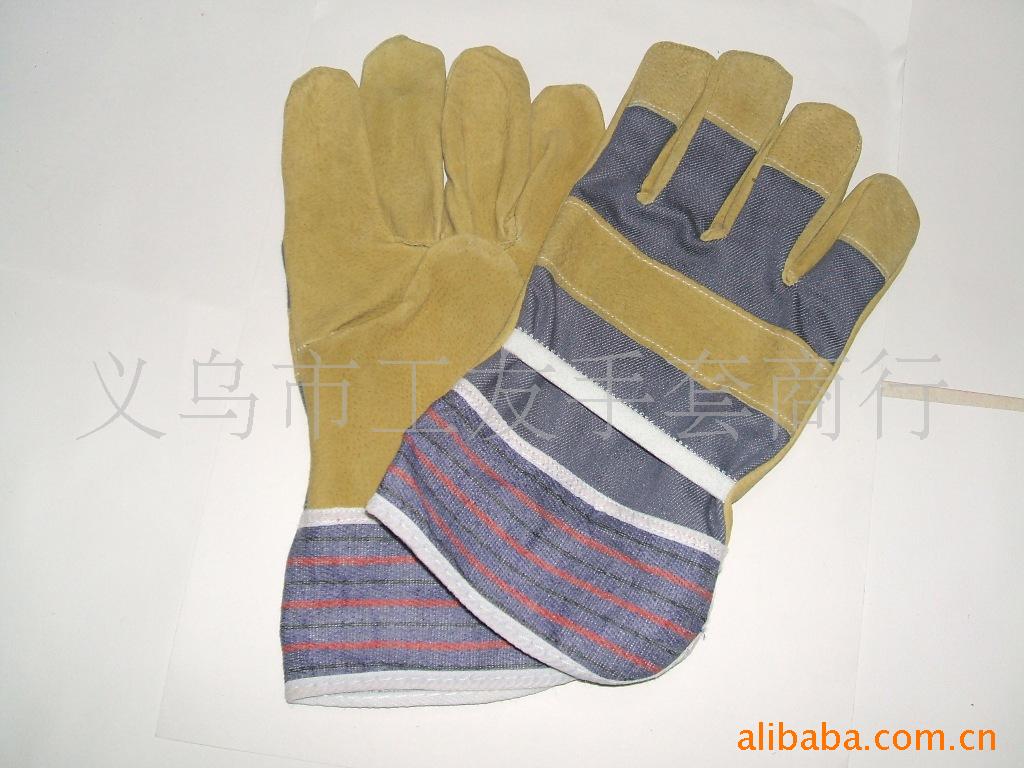 厂家直销猪皮二层劳保手套工作防护手套焊工手套皮手套半皮