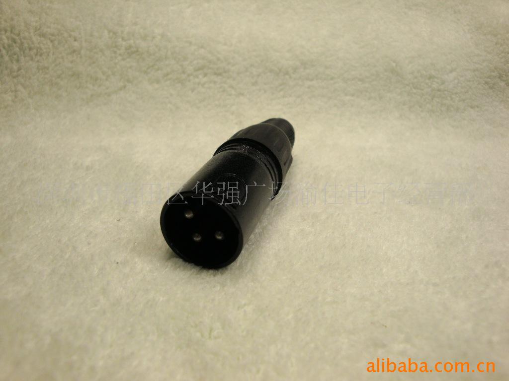 金属黑色3芯卡龙公头 3P卡侬公插 音响话筒插头