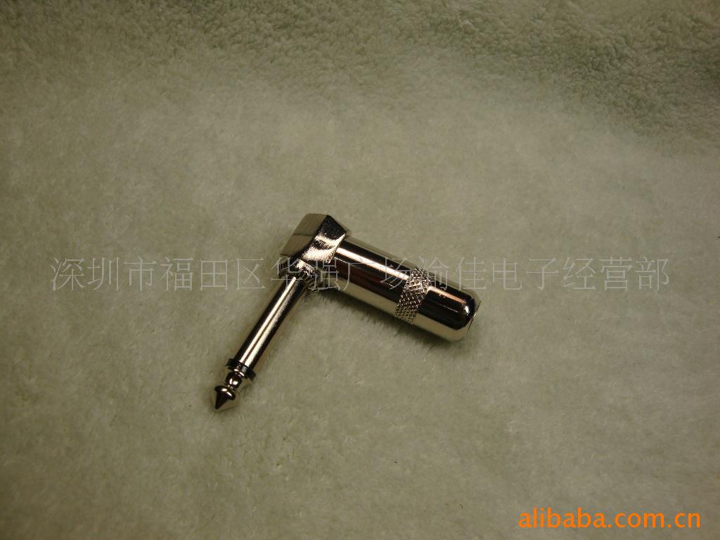 弯型6.35MM单声插头 6.36MM话筒插头 大二芯接线插头